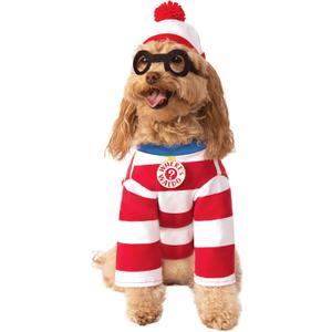 Where's Waldo: Waldo Pet Costume for for Dogs or Cats by Rubies, Medium (Medium (Pack of 1), Red/White)