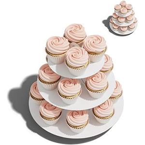 BLISSUR Cupcake Stand Tower, 2 Pack, White, 3 Tiered, Cup Cake Stand Cardboard Dessert Holder for Parties (White) BLISSUR Cupcake Stand Tower, 2 Pack, White, 3 Tiered, Cup Cake Stand Cardboard Dessert Holder for Parties (White)