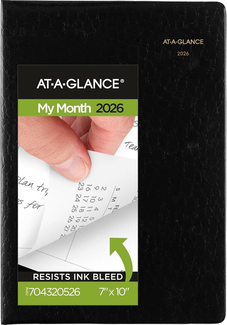 AT-A-GLANCE 2026 Planner, Monthly, 7" x 10", Large, Designer Cover, Black (704320526)