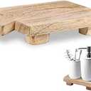 Wood Soap Stand, Kitchen SoapTray Plant Holder Wooden Soap Holder for Bottles Wood Riser Pedestal Stand Wood Tray for Kitchen Bathroom Sink Decorative (Wood Color)