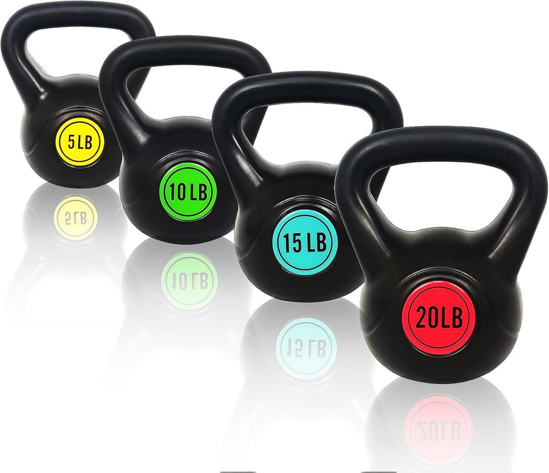 IOLIXIS 4-Piece Kettlebell Set with Wide Grip - Perfect for Home Gym Strength Training & Workouts, 50 pounds