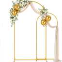 Gold Metal Arch Backdrop Stand for Wedding & Birthday Party Decorations, Foldable Balloon Arch Frame with Easy Assembly, Photo Booth Backdrop Dcor with Fairy Lights Options