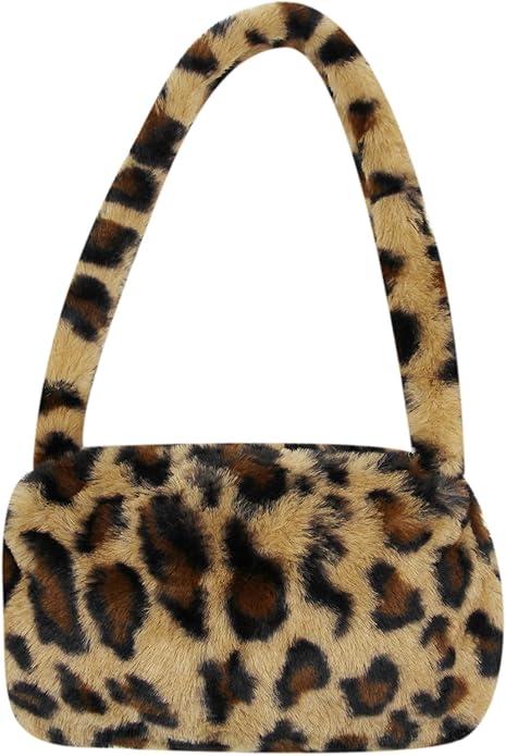 Girls Women Shoulder Clutch Purse Underarm Bag Fluffy Fuzzy Faux Fur Mini Cute Tote Handbag