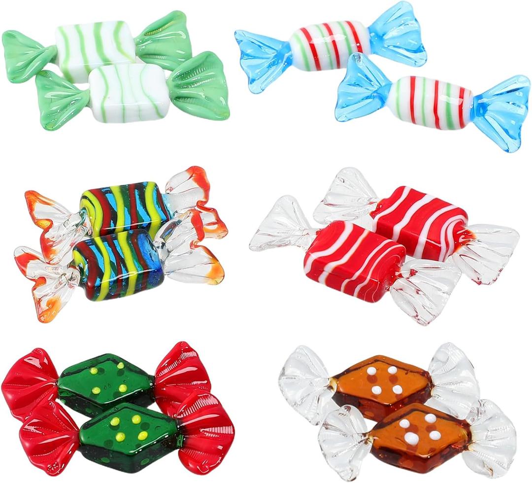 12 Pcs Acrylic Glass Candy Ornaments Mixed Style Decorative Candy Decor for Party Desktop Home Office Tabletop Display