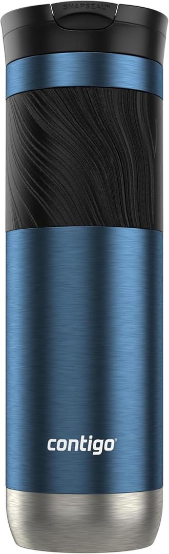 Contigo Byron 2.0 Stainless Steel Travel mug with Snapseal Lid and Grip, 24oz, Blueberry, BPA Free and Leak Proof (24oz (Pack of 1))