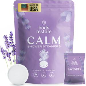 Body Restore Shower Steamers Aromatherapy 15 Pack - Christmas Stocking Stuffers, Birthday Gifts for Women, White Elephant, Relaxation, Self Care for Men - Lavender