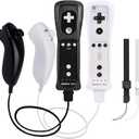 2 Pack Wii Controllers with Motion Plus, Includes Black and White Wii Remotes and Wii Nunchucks