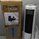 PELONIS 23 Oscillating Ceramic Tower Space Heater with Remote & Thermostat, Electric Energy Efficient Floor Heater for Indoor Use Large Room Safe with Timer, ECO Mode, 1500W, White