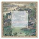 Qabliqo Traditional Chinese Garden Mahjong Mat, Vintage Green Chinoiserie Non-Slip Noise Reduction Gaming Mat 31.5 x 31.5 Inch for Table American Mahjong Games Card Games Poker Board Dominoes