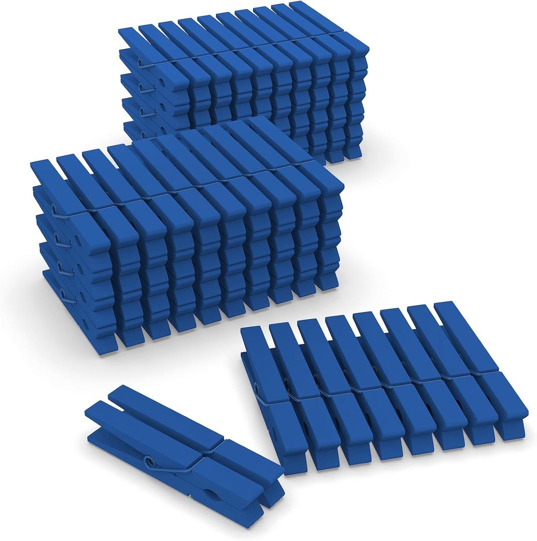 Clothes Pins Wooden 2.9 Inch, 100 Pack Colored Clothespins Wood, Clothing Pins Clips for Baby Shower Craft Dark Blue