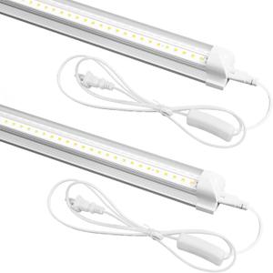 LED Shop Light 2FT, 20W 3000LM 5000K, T8 LED Light Fixture, Clear Cover, Plug in Overhead Linkable Utility Tube Lights Indoor for Work Bench Workshop Living Room Bar Garage Closet Shed Gym