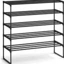 SONGMICS Shoe Rack, 5-Tier Shoe Organizer, Metal Storage Shelf, Upright or Upside Down, for 20-25 Pairs, Stackable, for Entryway, 11.8 x 36.2 x 35.4 Inches, Black ULSA305BH01
