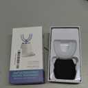 U-Shaped Toothbrush for Adults, All-in-One Foam Mousse & Ultrasonic Clean, Hands-Free with 4 Brush Heads, Blue LED Light, Advanced Charging Base (Black)