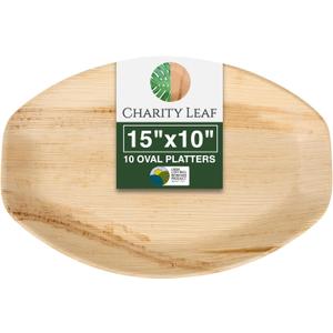 Disposable Palm Leaf 15" x 10" Trays (10 pieces) Bamboo Like Serving Platters, Disposable Boards, Eco-Friendly Dinnerware For Weddings, Catering, Events
