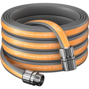 Giraffe Tools 50FT Garden Hose, 5/8" Lightweight Lay Flat Water Hose, No-Kink, Flexible Gardening Hose with Male to Female Aluminum Fitting, Customizable-Length Hose Pipe for Yard