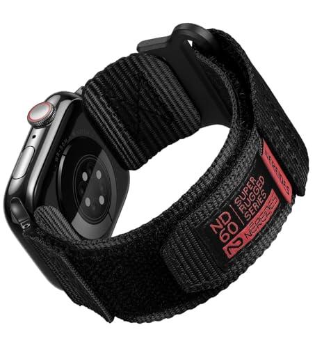Nereides Compatible with Apple Watch Series 11 Band Series 10/9/8/7/6/5/4/SE/SE2/SE3/Ultra 3/2/1, Nylon Sports Strap with Woven Design for 49mm/46mm/45mm/44mm (L, Black)