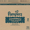 Pampers Diapers Size 2, 186 Count - Swaddlers Disposable Baby Diapers