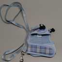 AIITLE Breathable Rabbit Harness and Leash Set - Plaid Pattern Padded Vest with Magic Tape Design, Dual D-Rings, Adjustable for Small Animal Pets, Indoor Outdoor Training Camping, Blue M