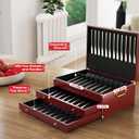 Wood Silverware Chest Without Silverware 3-Layer,Silverware Box Storage, 11.81 x 15.77 x 6.69 inches