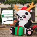 COMIN 5.4 FT Christmas Inflatables Outdoor Decorations Inflatable Panda Holding Xmas Present Blow Ups with Built-in LEDs for Yard Party Lawn Decor