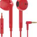 LUDOS FEROX Wired Earbuds in-Ear Headphones,  Earphones with Microphone, Noise Isolation Corded for 3.5mm Jack Ear Buds for iPhone, Samsung, Laptop, Kids, School Students - Red