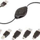 Emerge Tech ETPRU6M Universal USB Extension Retractable Cord, Black, 6 feet