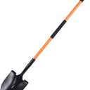 Heavy Duty Garden Shovel, 58-Inch Long Handle, Steel Head with Orange Fiberglass Handle