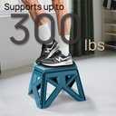 9.2" Blue Collapsible Step Stool - Non-Slip, Hold Up to 300 lbs, Portable Plastic Footstool with Handle | Easy Fold/Open Design for Kitchen, Bathroom, Camping & Home Use