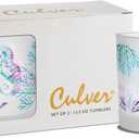 Culver Decorated Frosted DOF Double Old Fashioned Glass, 13.5-Ounce, Gift Boxed Set of 2 (Sealife)
