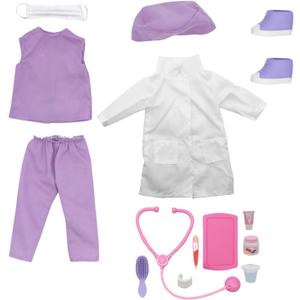 Style Girls: 18" Doctor Dress Up Set - 15 Piece Outfit & Accessory Set, Dress Up, Doll Accessories, Purple White & Pink