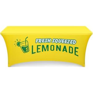 Oudain 6ft Lemonade Stand Tablecloth Stretch Spandex Table Cover Lemonade Stand Supplies for Standard Folding Tables Summer Party Table Cloths Universal Rectangular Fitted Protector(Yellow)