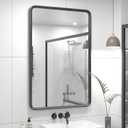 24x36 Black Matte Bathroom Mirror for Wall, Rounded Rectangle Vanity Mirror for Bathroom, Tempered Glass, Anti-Rust, Shatterproof (Horizontal/Vertical)