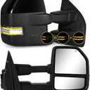 Towing Mirrors for 2015-2020 F150 Ford Tow Mirrors with Sequential Turn Signal & Running Light Heated Power Glass Temp Sensor No BSM Pair Set, Painted Black
