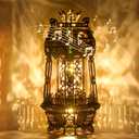 LED 3D Wood Puzzle Poker World Projector Lamp  DIY Craft Kit with LED Lights and Music Box  Creative Poker-Themed Lamp, Nightlight Gift for Home Dcor (Black Walnut) (Brown)