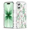 XIQI Compatible with iPhone 17 Case 6.3" for Women Girls Cute Translucent Magnetic Phone Case with Floral Pattern [Never Fade Flower Design][Compatible with Mag-Safe],Carnation