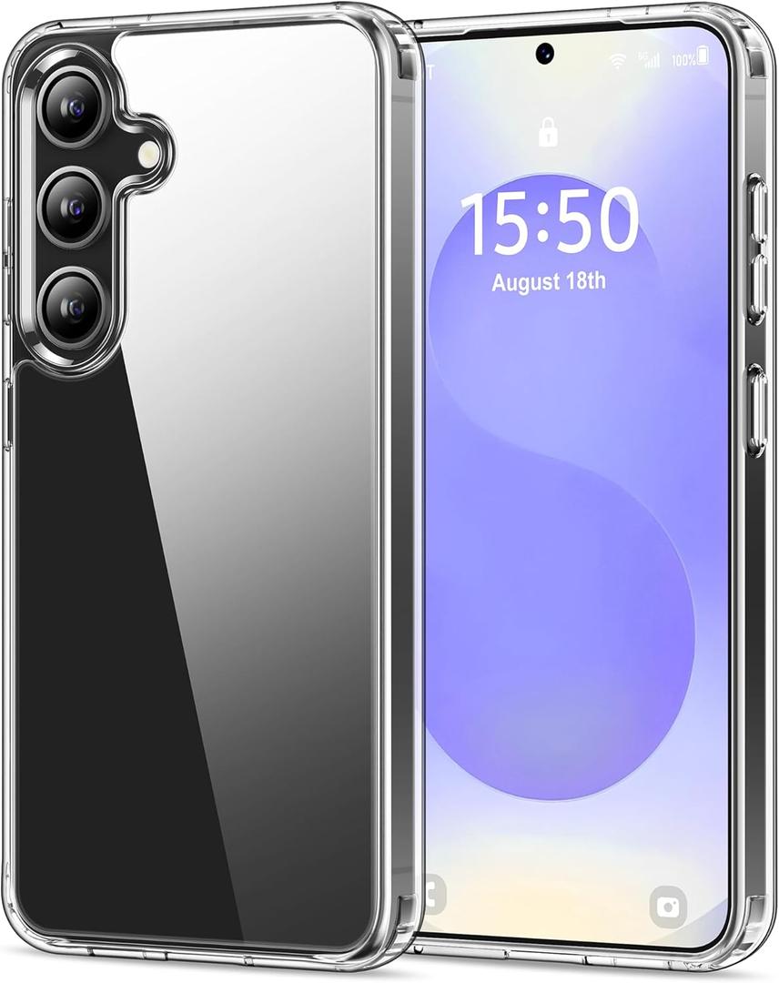 HOOMIL Case for Samsung Galaxy S25 6.2-Inch, Non-Yellowing, Drop Protection, Anti-Scratch Transparent Hard Back Phone Cover - Crystal Clear