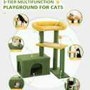 Made4Pets Cat Tree, Small Cat Tower for Indoors Cats, Cute Wood Kitty Condo with Scratching Post and Pad, 29" Multi-Level Modern Activity Climbing Furniture for Small and Medium Cats, Green
