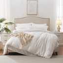 MILDLY Super Soft Duvet Cover - 100% Washed Microfiber White Comforter Cover Set 3 Pieces with Zipper Closure & Corner Ties (No Comforter) (Queen(90"x90"))