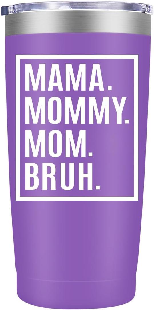 Mothers Day Birthday Gifts for Mom,Christmas Mom Gifts from Daughter, Son,Kids,Mother Gift,Thank You Gift for Mama Mommy Bruh,Women,20oz Stainless Steel Tumbler Cup,Purple