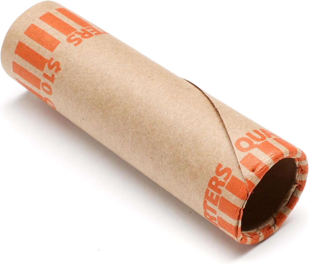 Huron Crimped Quarter Coin Wrapper, $10 Roll Orange (1000 pcs)
