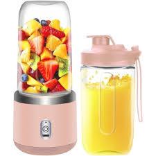 Personal Blender for Shakes & Smoothies, 400ml 2 To-Go Portable Cups & Lids, Easy Clean, High-Speed Mixer for Juices, Kitchen, Baby Food Powerful Motor, Safe Double Tap (Pink)