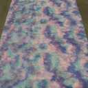 PAGISOFE Cute Kawaii Rugs for Girls Bedroom, 5x8 Rainbow Purple Area Rug, Soft Fluffy Shag Rug for Girls Room Baby Kids Playroom Nursery Classroom Plush Furry Mermaid Rug, Fuzzy Pastel Colorful Carpet