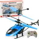 Gesture Sensing Indoor Flying Helicopter Toys, Remote-Controlled Helicopter Children's Toys with LED Lights, Birthday Gifts for Boys and Girls (Blue)
