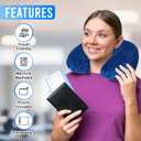 Inflatable Neck Pillow with Washable Pillowcase – Travel Neck Pillow for Airplanes, Cars & Road Trips, Lightweight Plane Pillow for Long Flights, Travel Accessories & Essentials for Women & Kids