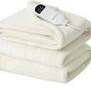 Bedsure Electric Blanket Twin - Soft Flannel Heated Blanket Twin Size, Fast Heating with 6 Time Settings (Up to 10H) & 6 Heat Settings, Warm Gift for Grandma (62x84 inches, Ivory)