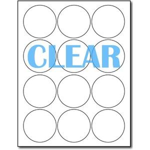 Crystal Clear Labels for Laser Printers - 2.5" Round - 12 per Sheet - 10 Sheets / 120 Circular Labels