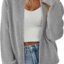NALANISA Women's Chunky Cardigan Sweaters Spring Open Front Long Sleeve Ribbed Knit Zipper Short Cardigans Outerwear Coats S