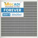20x20x1 HVAC Furnace Air Filter, Lasts a Lifetime, Washable, the Last HVAC Filter You Will Ever Buy, Breathe Safely at Home or in the Office,Merv 8,Actual Size:19.5x19.5x0.82 Inch)