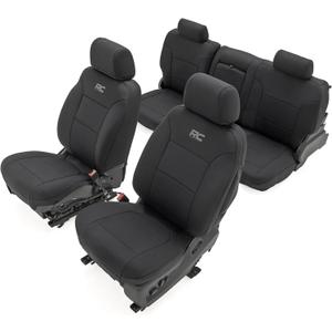 Rough Country Neoprene Seat Covers for Chevy Silverado & GMC Sierra 2500HD/3500HD (2014-2025) CrewCab - Waterproof & UV Resistant, Foam Padded