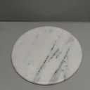 Natural Round Marble Tray Glossy Pastry Board for Dessert, Cheese, Coffee, Smooth on Both Sides (Volakas White)9.84"L x 9.84"W x 0.39"H